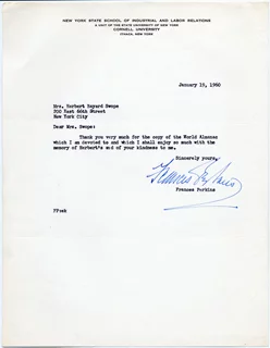 Frances Perkins autograph