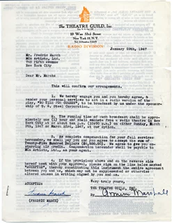 Fredric March autograph