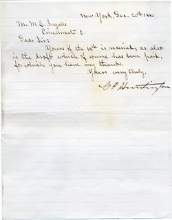 Collis P. Huntington autograph