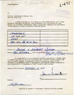 Jimmy Durante autograph