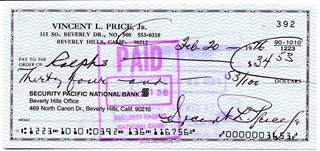 Vincent Price autograph