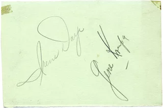 Gene Krupa & Irene Daye autograph