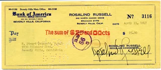 Rosalind Russell autograph