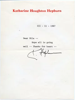 Katharine Hepburn autograph