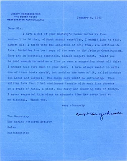 Joseph Hergesheimer autograph