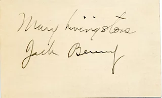 Jack Benny & Mary Livingstone autograph