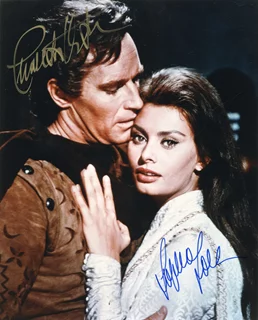 Charlton Heston & Sophia Loren  autograph