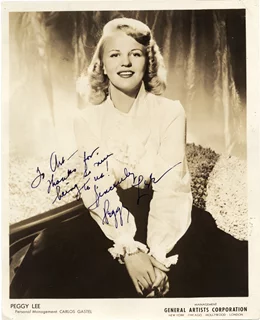 Peggy Lee autograph