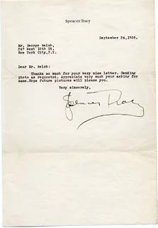 Spencer Tracy autograph