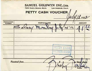 Busby Berkeley autograph