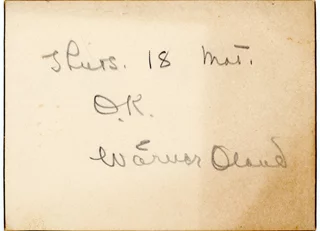 Warner Oland autograph