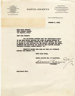 Samuel Goldwyn autograph