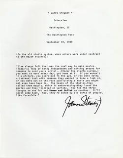 James Stewart autograph