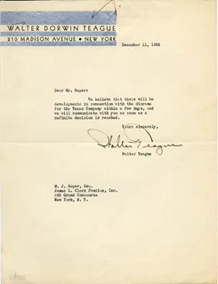 Walter Teague autograph