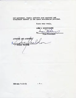 Sidney Sheldon autograph