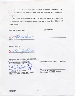 Wesley Snipes autograph