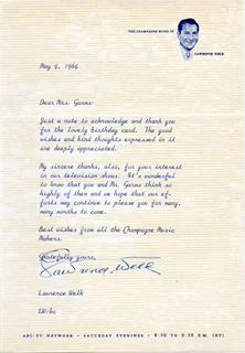 Lawrence Welk autograph