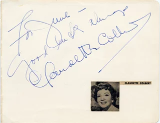 Claudette Colbert autograph