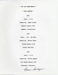 Gene Sarazen autograph