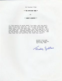 Mickey Spillane autograph