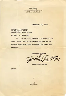 Lucille La Verne autograph