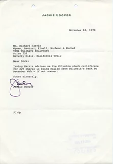 Jackie Cooper autograph