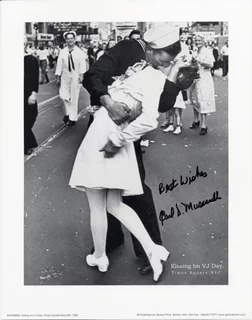 V-J Day Nurse and Sailor autograph