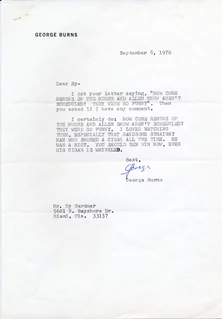 George Burns autograph