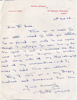 Hattie Jacques autograph