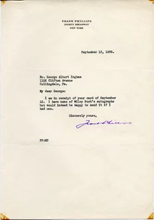 Frank Phillips autograph