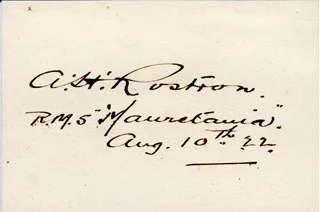 Arthur Rostron autograph