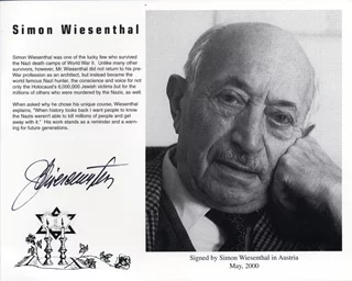 Simon Wiesenthal autograph