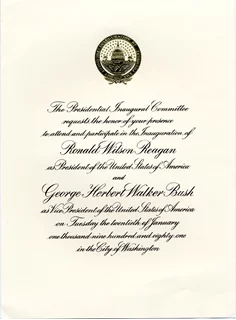 Ronald Reagan & George Bush Inauguration autograph