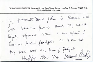 Desmond Llewelyn autograph