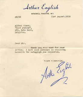 Arthur English autograph