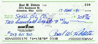 Paul Tibbets autograph