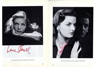 Lauren Bacall & Jane Russell autograph