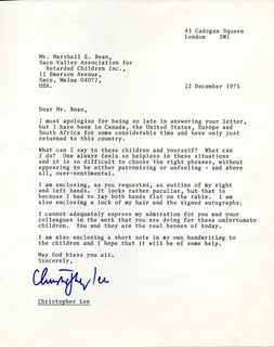 Christopher Lee autograph