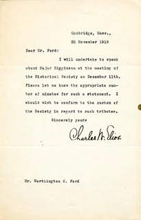Charles M. Eliot autograph