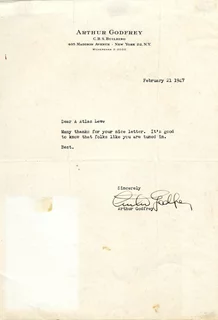 Arthur Godfrey autograph
