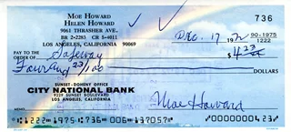 Moe Howard autograph