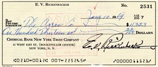 Eddie Rickenbacker autograph