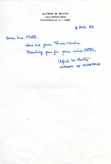 Alfred M. Butts autograph