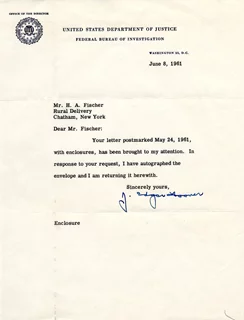 J. Edgar Hoover autograph