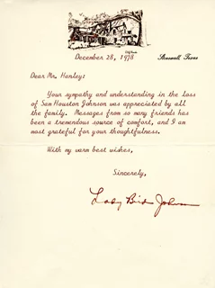 Lady Bird Johnson autograph