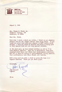 Jane Russell autograph