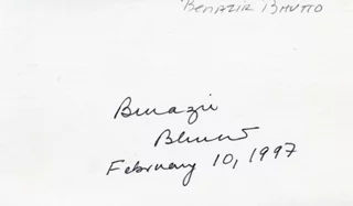 Benazir Bhutto autograph