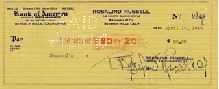 Rosalind Russell autograph