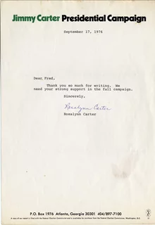 Rosalynn Carter autograph