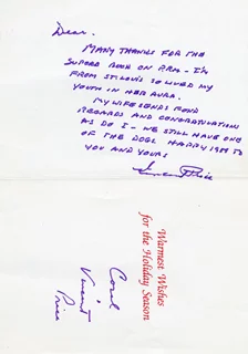 Vincent Price autograph